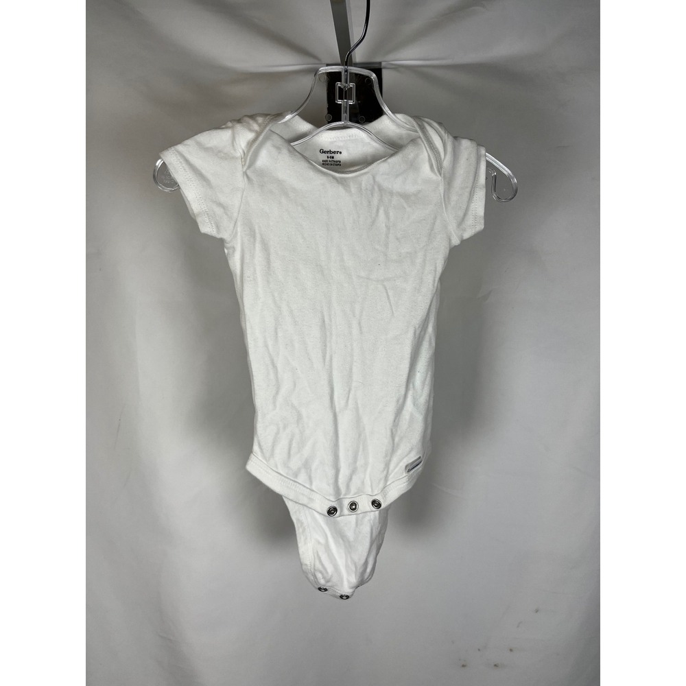 Gerber Baby White Short Sleeve Onesie Bodysuit 6-9 Months Cotton Essential